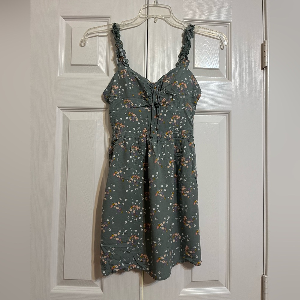 Cute Green Floral Mini Dress